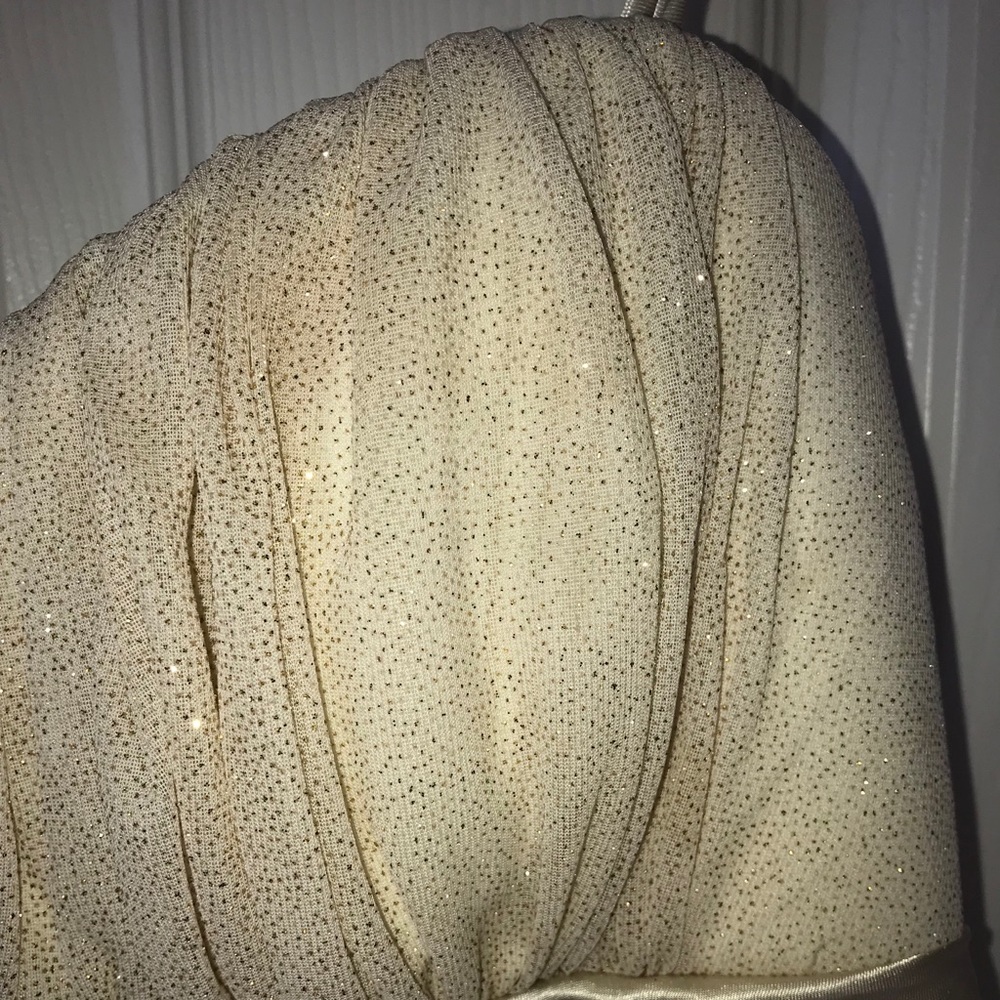 NWOT cream, shimmery dress w/ satin bow - Picture 3 of 8